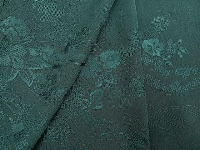 平和屋着物●中国三大刺繍　汕頭刺繍　スワトウ刺繍　総刺繍　振袖　草花文　虫襖色　正絹　逸品　AABM2530ph