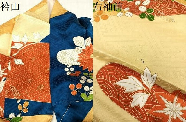 平和屋着物●豪華振袖　駒刺繍　草花文　金彩　正絹　逸品　AABM2539ph