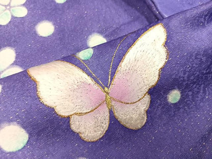 平和屋着物●豪華振袖　刺繍　花蝶文　暈し染め　金糸　金通し地　丹後ちりめん　仮絵羽　逸品　未使用　AABM2541ph