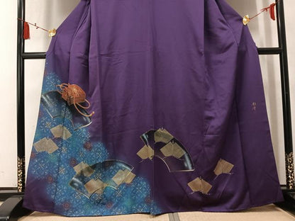 平和屋着物●染色作家　青木龍雲　色留訪問着　地紙花文箱　暈し染め　金彩　正絹　逸品　AABM2544ph