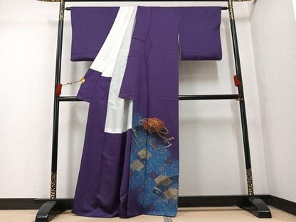平和屋着物●染色作家　青木龍雲　色留訪問着　地紙花文箱　暈し染め　金彩　正絹　逸品　AABM2544ph