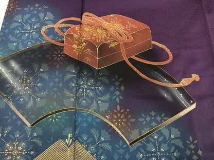 平和屋着物●染色作家　青木龍雲　色留訪問着　地紙花文箱　暈し染め　金彩　正絹　逸品　AABM2544ph