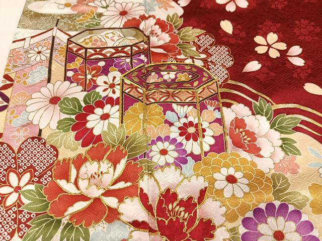 平和屋着物●豪華振袖　駒刺繍　貝桶花文　金彩　正絹　逸品　AABM2545ph