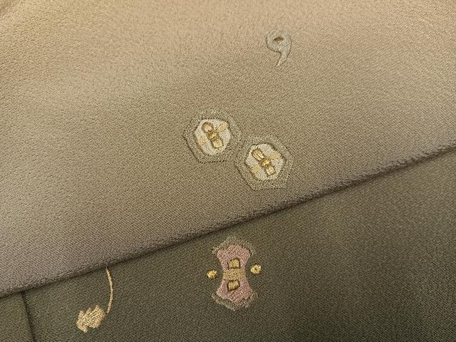 平和屋着物●訪問着　総刺繍　宝尽くし　暈し染め　金糸　正絹　逸品　AABM2547ph