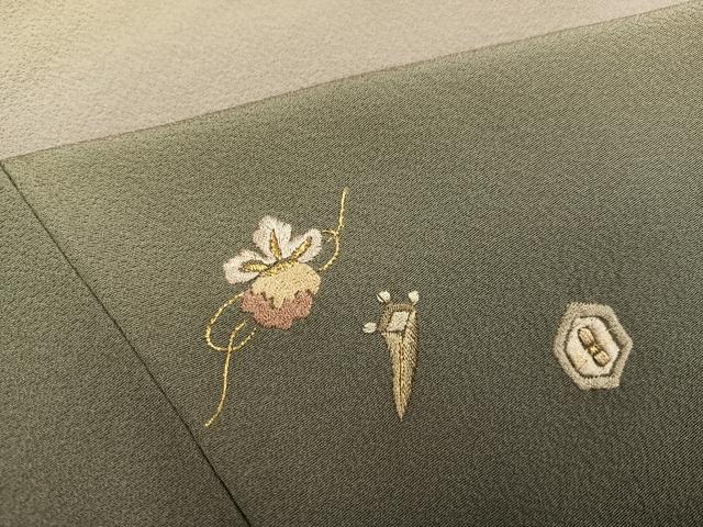 平和屋着物●訪問着　総刺繍　宝尽くし　暈し染め　金糸　正絹　逸品　AABM2547ph
