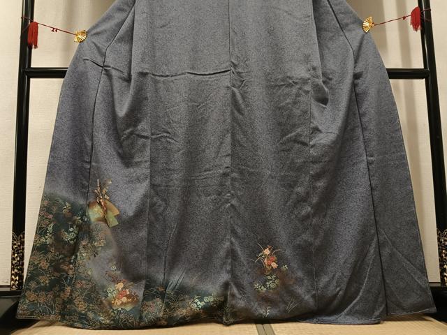 平和屋着物●訪問着　刺繍　地紙草花文　暈し染め　金彩　正絹　逸品　AABM2548ph