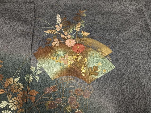 平和屋着物●訪問着　刺繍　地紙草花文　暈し染め　金彩　正絹　逸品　AABM2548ph