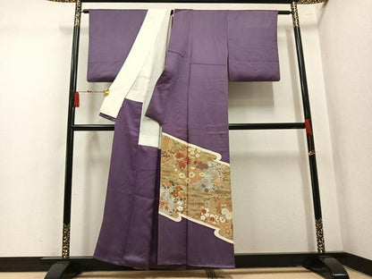 平和屋着物●創業460年・千總　色留袖　駒刺繍　草花文　金銀彩　正絹　逸品　AABM2549ph