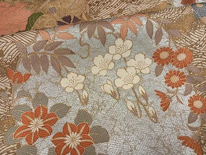 平和屋着物●創業460年・千總　色留袖　駒刺繍　草花文　金銀彩　正絹　逸品　AABM2549ph