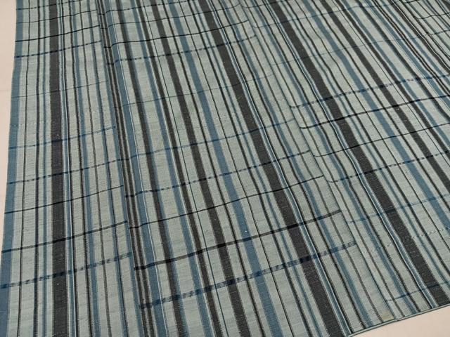 平和屋着物●上質な紬　格子　正絹　逸品　AABM2550ph