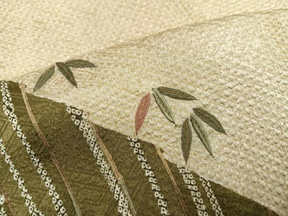 平和屋着物●訪問着　絞り　刺繍　笹竹　金糸　正絹　逸品　AABM2551ph