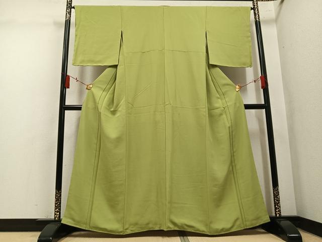 平和屋着物●上質な色無地　青朽葉色　正絹　逸品　AABM2554ph