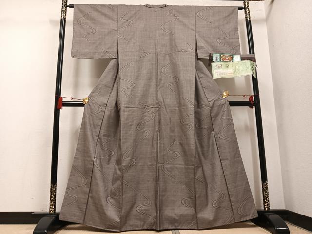 平和屋着物●本場大島紬　9マルキ　流水文　大山謹製　証紙付き　正絹　逸品　AABM2555ph