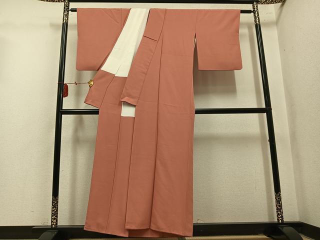 平和屋着物●上質な色無地　曙色　正絹　逸品　AABM2557ph