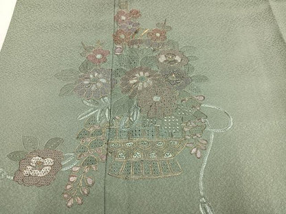 平和屋着物●中国三大刺繍　スワトウ刺繍　汕頭刺繍　総刺繍　訪問着　飾花文　金糸　正絹　逸品　AABM2559ph