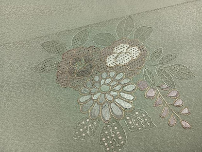 平和屋着物●中国三大刺繍　スワトウ刺繍　汕頭刺繍　総刺繍　訪問着　飾花文　金糸　正絹　逸品　AABM2559ph