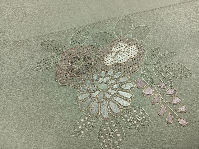 平和屋着物●中国三大刺繍　スワトウ刺繍　汕頭刺繍　総刺繍　訪問着　飾花文　金糸　正絹　逸品　AABM2559ph