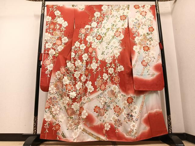 平和屋着物●豪華振袖　枝垂れ花文　正絹　逸品　AABM2560ph