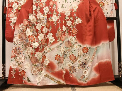 平和屋着物●豪華振袖　枝垂れ花文　正絹　逸品　AABM2560ph