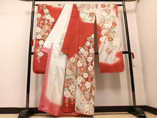 平和屋着物●豪華振袖　枝垂れ花文　正絹　逸品　AABM2560ph