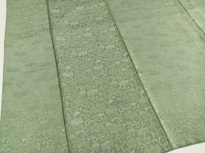平和屋着物●上質な色無地　桐唐草地紋　柳茶色　正絹　逸品　AABM2562ph