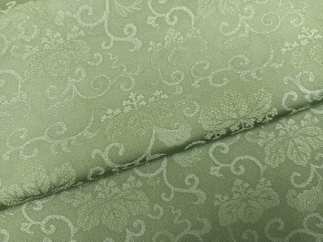 平和屋着物●上質な色無地　桐唐草地紋　柳茶色　正絹　逸品　AABM2562ph