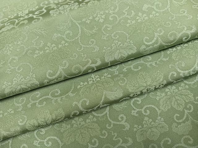 平和屋着物●上質な色無地　桐唐草地紋　柳茶色　正絹　逸品　AABM2562ph
