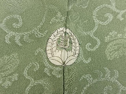 平和屋着物●上質な色無地　桐唐草地紋　柳茶色　正絹　逸品　AABM2562ph