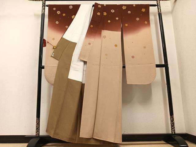 平和屋着物●こむさでもーど・COMME CA DU MODE　振袖　舞花文　暈し染め　正絹　逸品　AABM2565ph