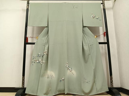 平和屋着物●訪問着　友禅　作家物　枝花文　暈し染め　正絹　逸品　AABM2566ph