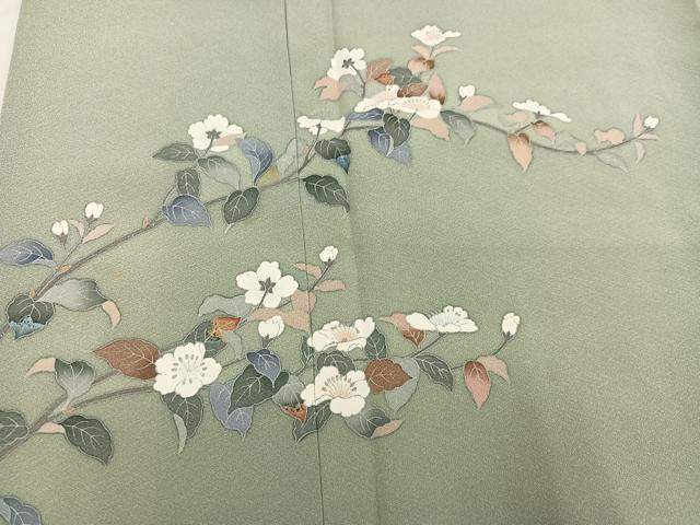 平和屋着物●訪問着　友禅　作家物　枝花文　暈し染め　正絹　逸品　AABM2566ph