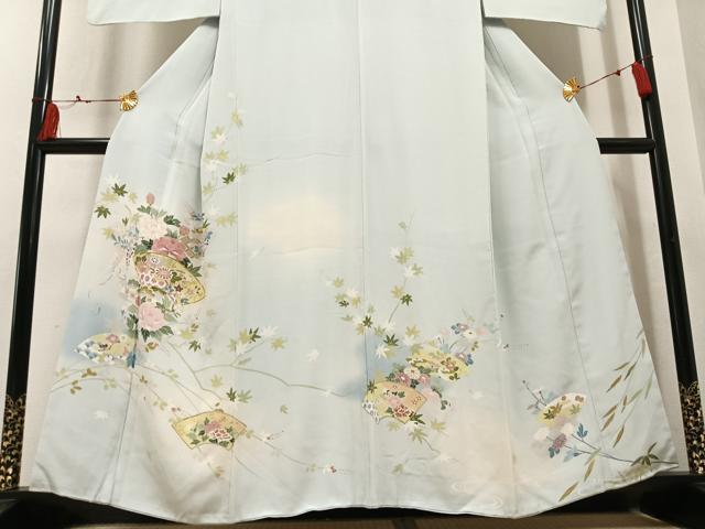 平和屋着物●訪問着　駒刺繍　地紙草花文　暈し染め　金彩　正絹　逸品　AABM2569ph