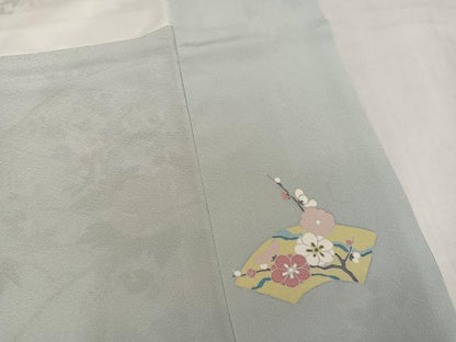 平和屋着物●訪問着　駒刺繍　地紙草花文　暈し染め　金彩　正絹　逸品　AABM2569ph