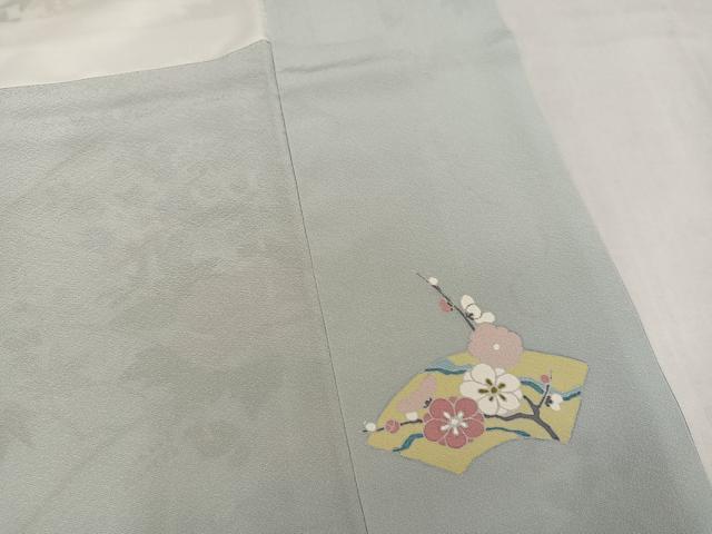 平和屋着物●訪問着　駒刺繍　地紙草花文　暈し染め　金彩　正絹　逸品　AABM2569ph