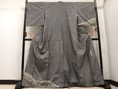 平和屋着物●二代目 川村久太郎　石川県指定無形文化財　牛首紬　白山工房　手織り　訪問着　樹林文　正絹　逸品　AABM2570ph