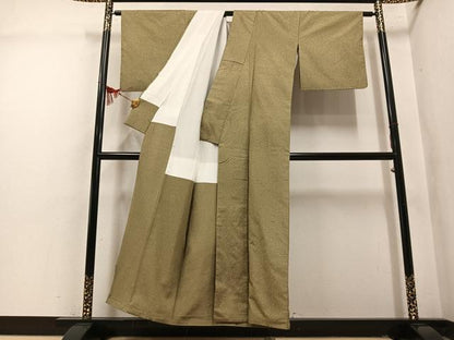平和屋着物●石川県指定無形文化財　牛首紬　白山工房　手織り　霞文　正絹　逸品　AABM2572ph