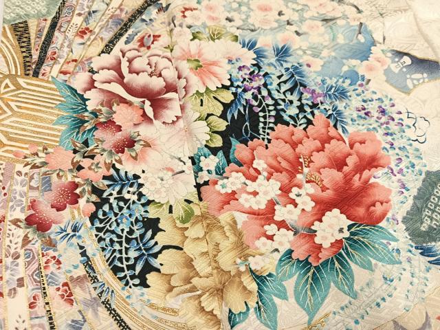 平和屋着物●豪華振袖　絞り　草花文　暈し染め　金彩　三越扱い　正絹　逸品　AABM2575ph