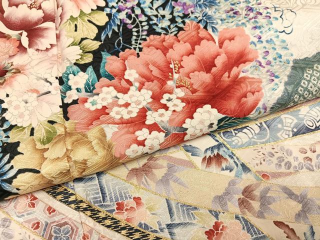 平和屋着物●豪華振袖　絞り　草花文　暈し染め　金彩　三越扱い　正絹　逸品　AABM2575ph