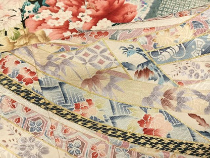 平和屋着物●豪華振袖　絞り　草花文　暈し染め　金彩　三越扱い　正絹　逸品　AABM2575ph