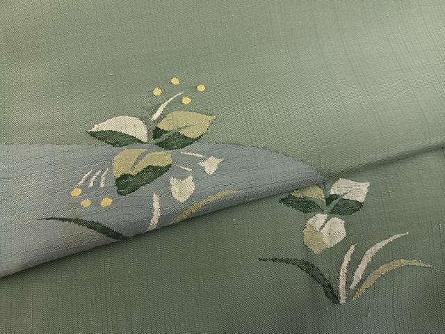 平和屋着物●訪問着　紬地　草花文　正絹　逸品　AABM2577ph