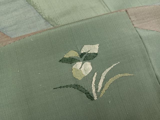 平和屋着物●訪問着　紬地　草花文　正絹　逸品　AABM2577ph