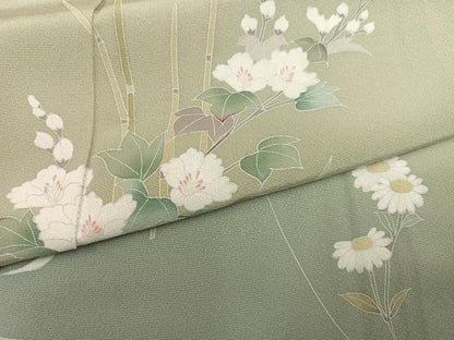 平和屋着物●訪問着　草花文　暈し染め　正絹　逸品　AABM2578ph