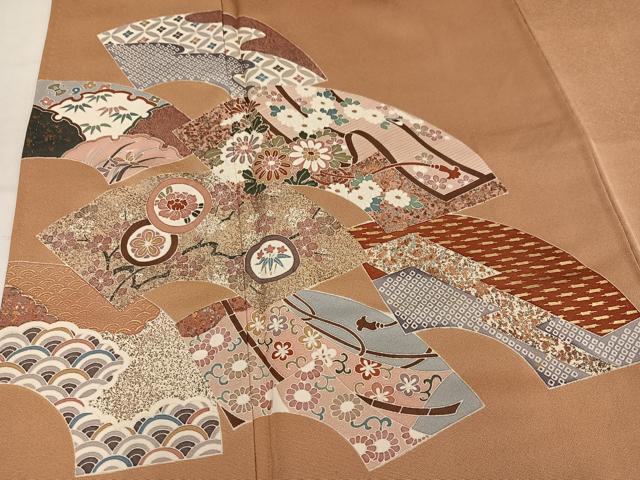 平和屋着物●訪問着　地紙草花文　金銀彩　正絹　逸品　AABM2579ph