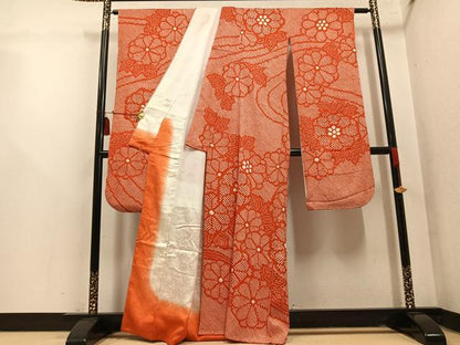 平和屋着物●豪華振袖　総絞り　草花文　正絹　逸品　AABM2583ph