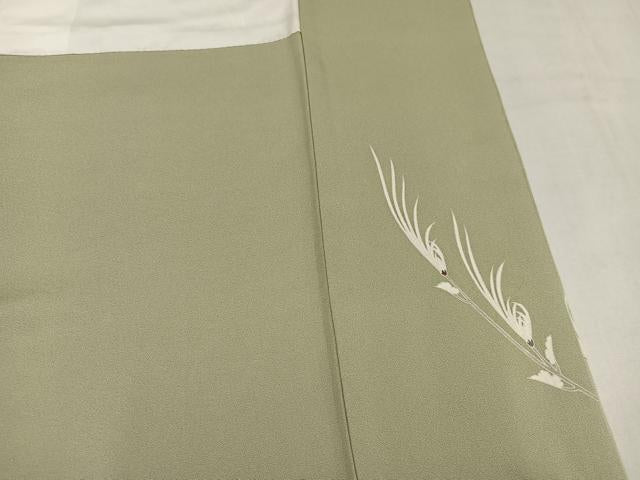 平和屋着物●訪問着　友禅　駒刺繍　草花文　金彩　正絹　逸品　AABM2584ph