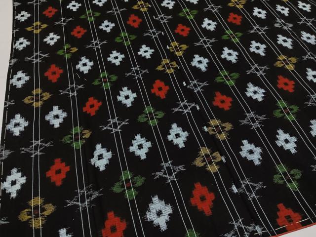 平和屋着物●久留米絣　間道　綿　逸品　AABM2586ph