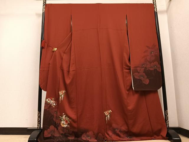 平和屋着物●豪華振袖　駒刺繍　草花文　暈し染め　金糸　ロング丈　正絹　逸品　AABM2588ph