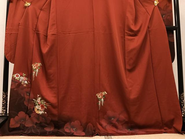 平和屋着物●豪華振袖　駒刺繍　草花文　暈し染め　金糸　ロング丈　正絹　逸品　AABM2588ph