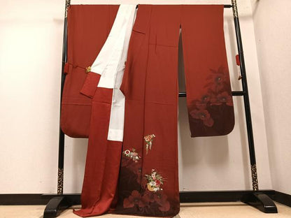平和屋着物●豪華振袖　駒刺繍　草花文　暈し染め　金糸　ロング丈　正絹　逸品　AABM2588ph