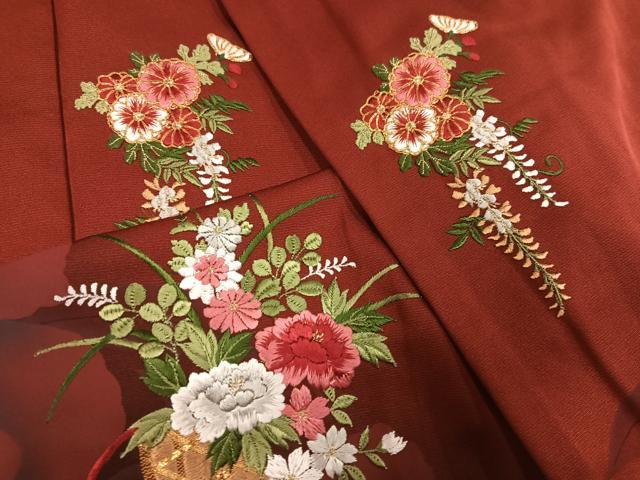 平和屋着物●豪華振袖　駒刺繍　草花文　暈し染め　金糸　ロング丈　正絹　逸品　AABM2588ph